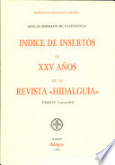 Indice de Insertos en Xxv Años de la Revista 