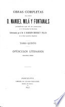 Obras completas, coleccionadas por M. Menéndez y Pelayo - Manuel Milá y Fontanals