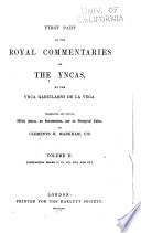 First Part of the Royal Commentaries of the Yncas