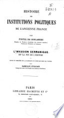 Histoire des institutions politiques de l'ancienne France