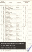 Report of the Secretary of State of the State of Utah