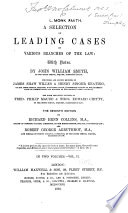 A Selection of Leading Cases on Various Branches of the Law