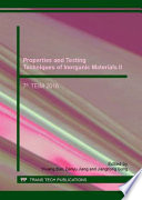 Properties and Testing Techniques of Inorganic Materials II