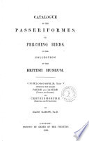 Catalogue of the Passeriformes Or Perching Birds